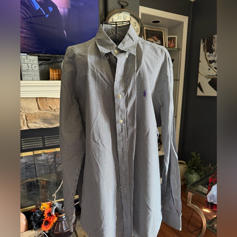 Ralph Lauren Navy and White Gingham Shirt size XXL